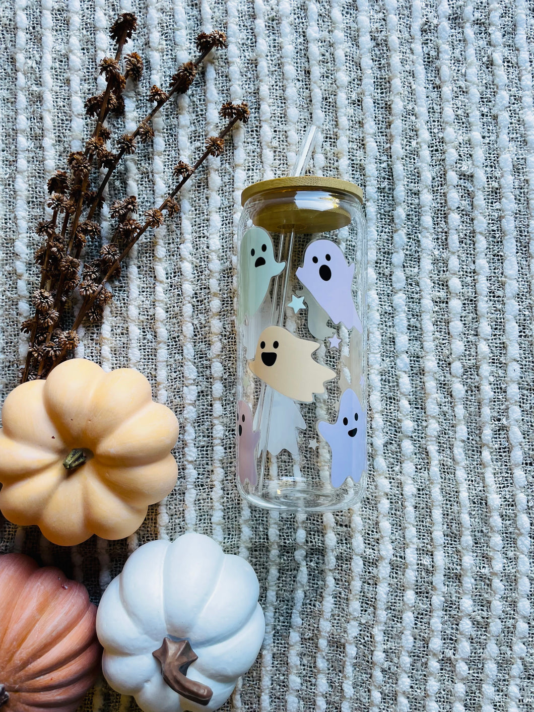 Pastel Ghosties Glass Can || 20oz Glass Can