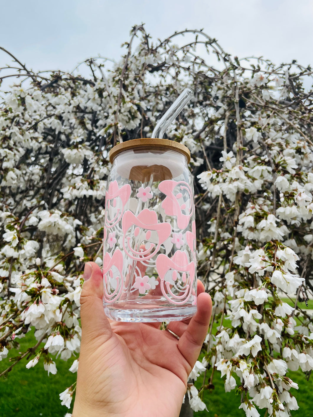 Pink Cowgirl Glass Can || 16oz Glass Can