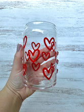 Load image into Gallery viewer, Hearts Glass Can || 16oz Iced Coffee Glass Can
