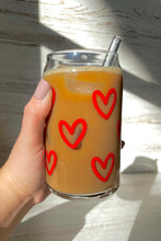 Load image into Gallery viewer, Hearts Glass Can || 16oz Iced Coffee Glass Can
