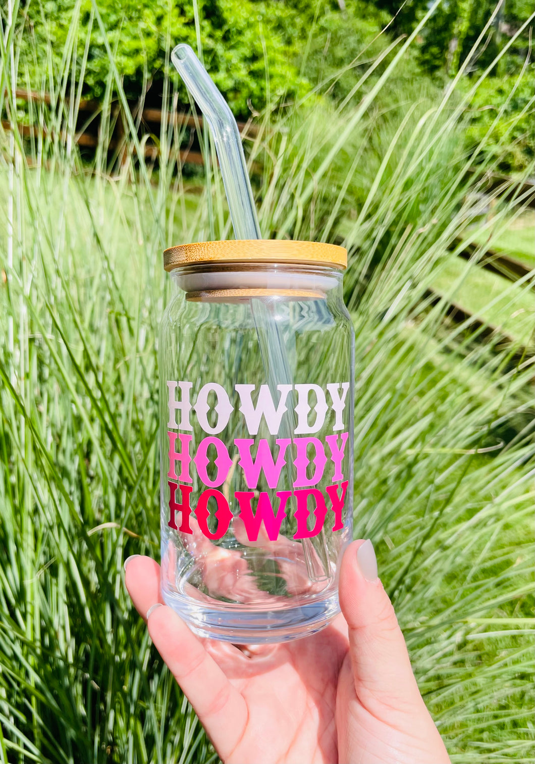 Howdy Pink || 16oz Iced Coffee Glass Can