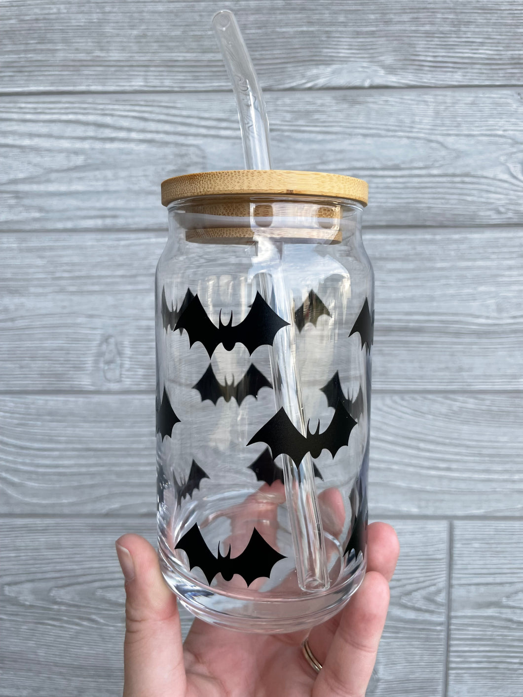 Bats Glass Can || 16oz Iced Coffee Glass Can