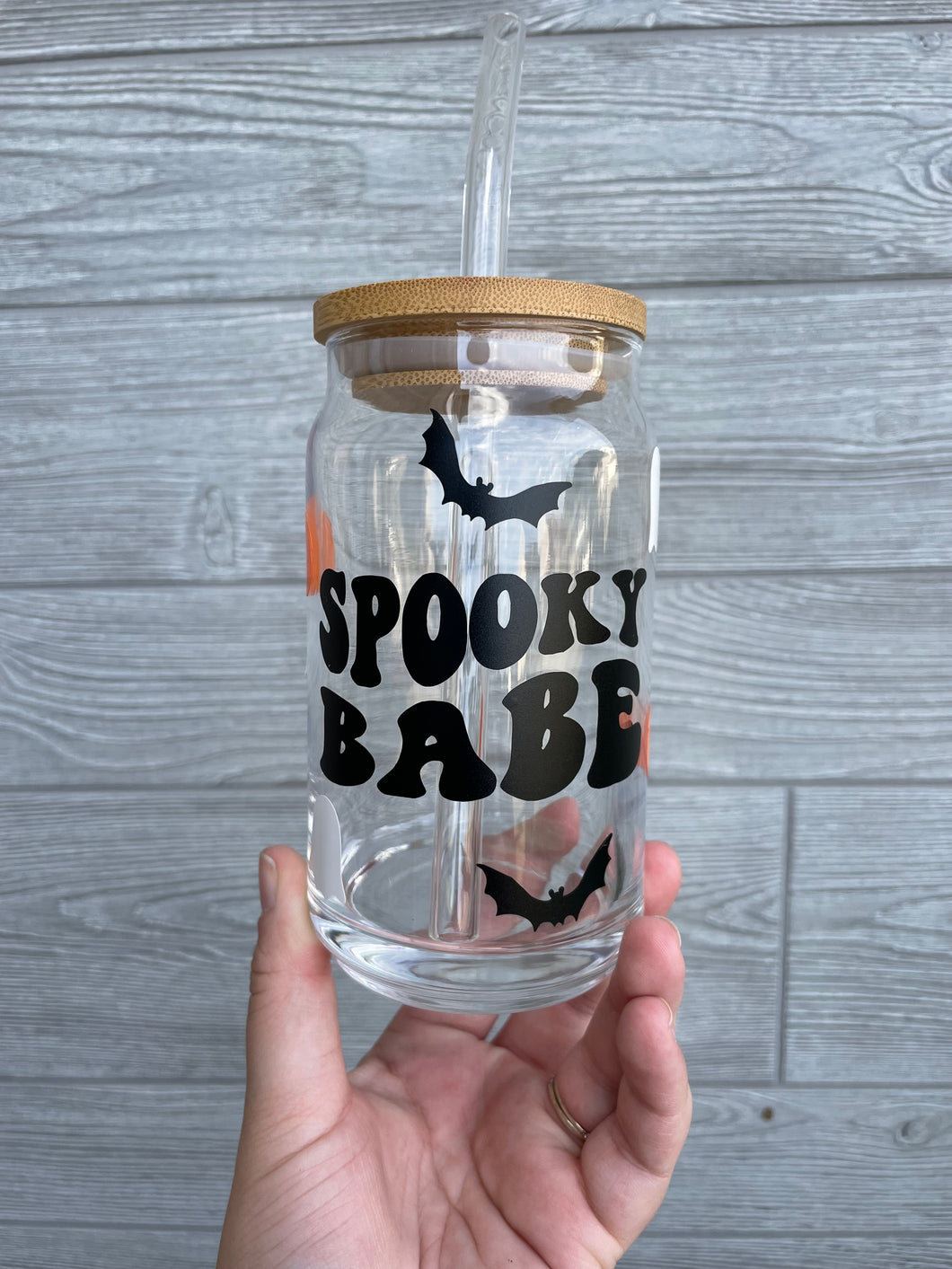 Spooky Babe Glass Can || 16oz Iced Coffee Glass Can