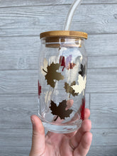 Load image into Gallery viewer, Fall Leaves Glass Can || 16oz Iced Coffee Glass Can
