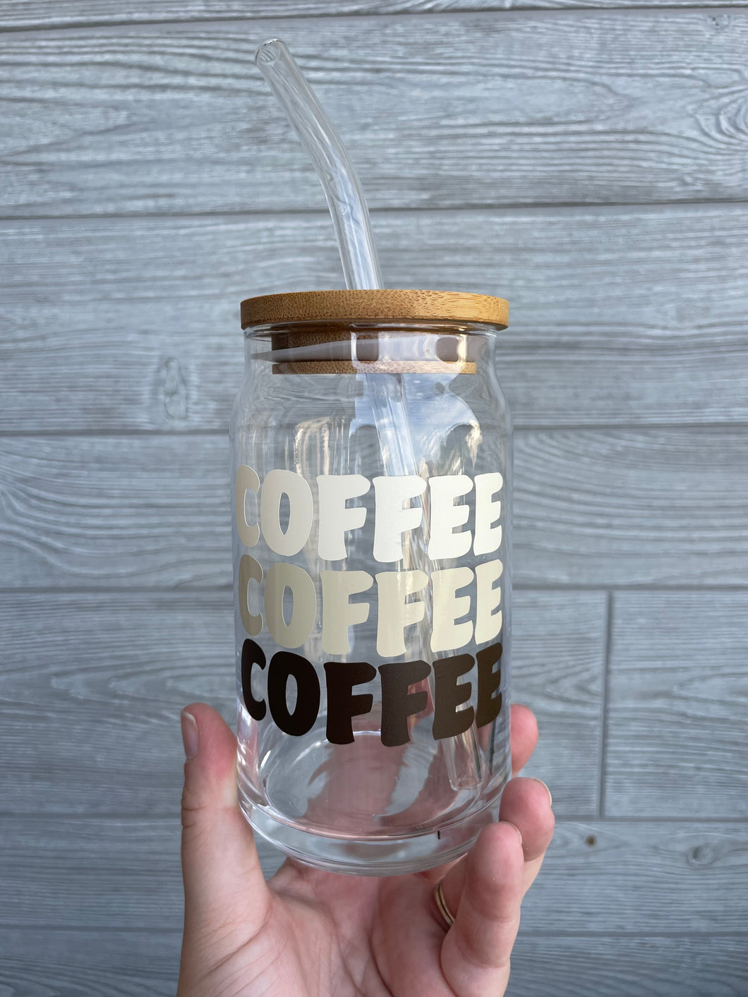 Coffee Stacked Glass Can || 16oz Iced Coffee Glass Can