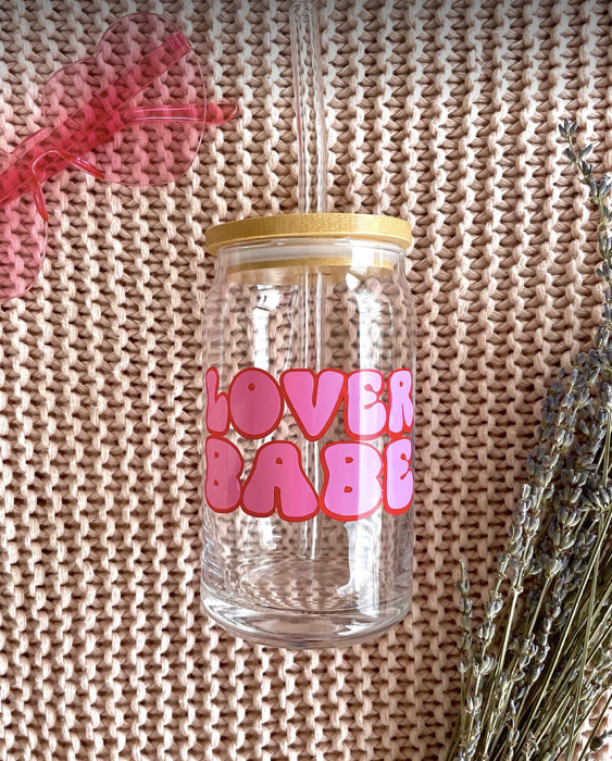 Lover Babe Glass Can || 16oz Glass Can