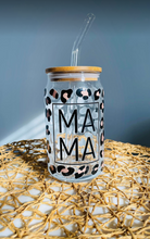 Load image into Gallery viewer, Mama Cheetah Print Glass Can || 16oz Glass Can
